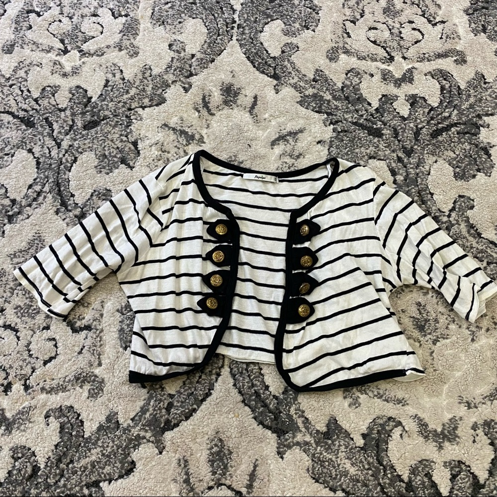 Nautical ⚓️ Crop Navy & White Striped Military Style Crop